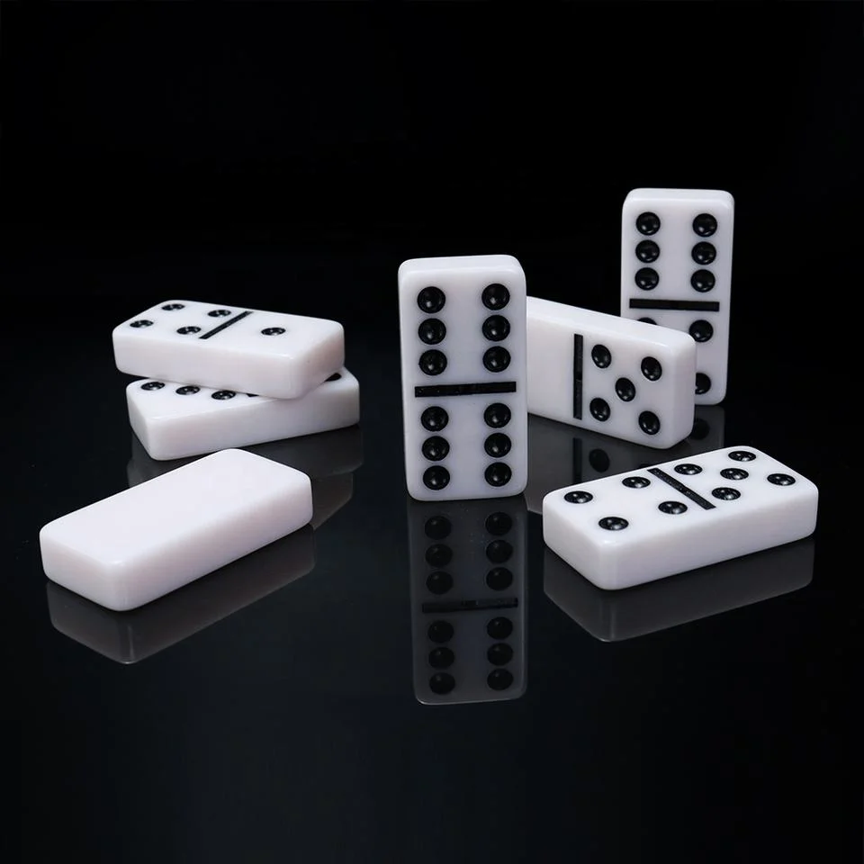 Jumbo Double 6 Crystal Ivory Dominoes Set Custom Logo for Casino Games