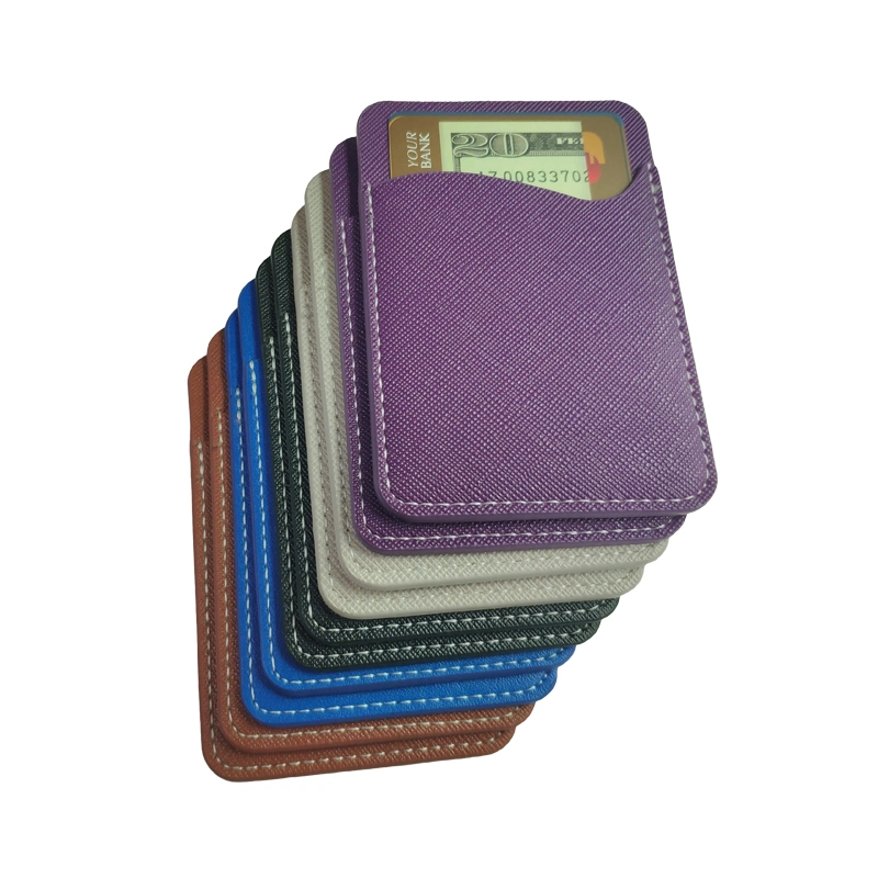 Factory OEM Adhesive Phone Wallet PU Leather Cell Phone Card Holder for All Smartphones &amp; Cases