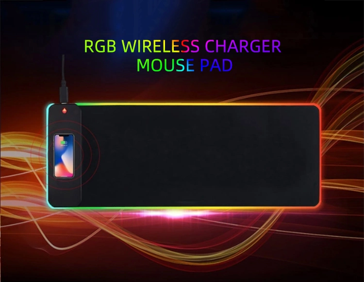 Customized Fast 15W Wireless Charging Keyboard Mat RGB LED Light Gaming Mouse Pad with Wireless Charger Desk Mat