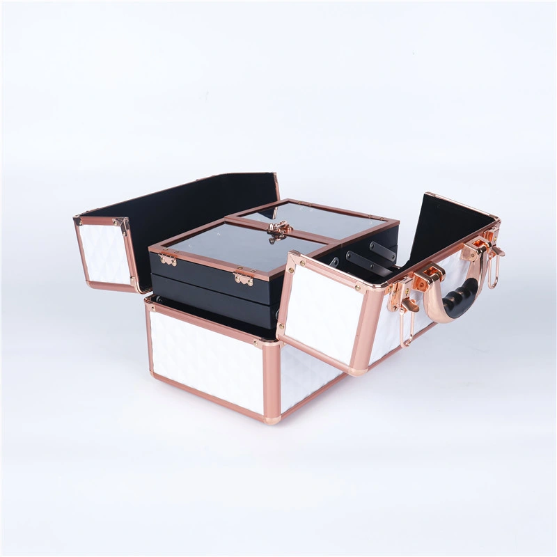 Fashion White Board Rose Gold Aluminium Cosmetic Case