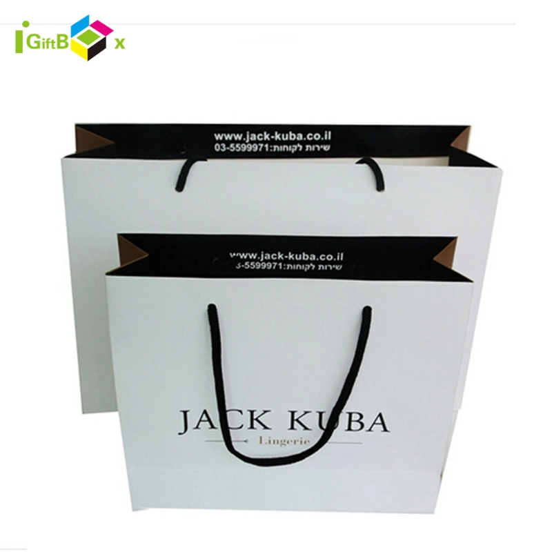 Custom Luxury Wholesale Designer Matt Black Fashion Logo Printed Packaging Kraft Shopping Gift Wrapping Paper Bag Cosmetics/Clothing/Gifts