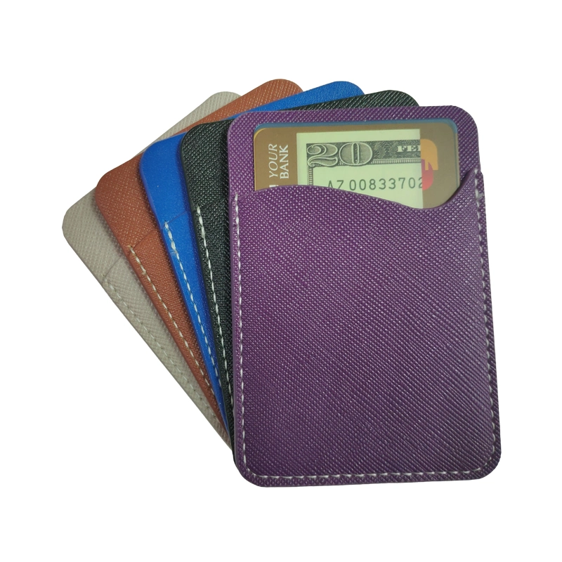 Factory OEM Adhesive Phone Wallet PU Leather Cell Phone Card Holder for All Smartphones &amp; Cases