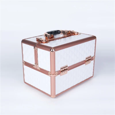 Fashion White Board Rose Gold Aluminium Cosmetic Case