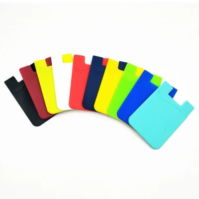 New Design Cheap Custom Logo Printing 3m Self Adhesive Silicone Rubber Card Sleeve Wallet Cell Phone Credit Card Holder