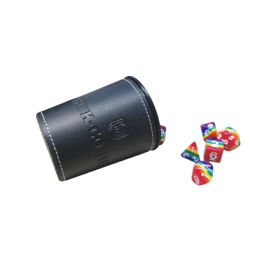 Factory Wholesale Leather Dice Cup with Storage Compartment Felt Lined Shaker Includes 5 DOT Dices
