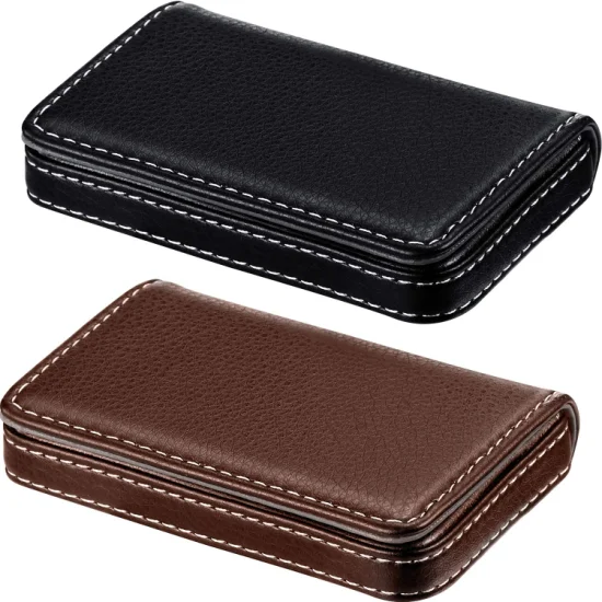 Wholesale Black Credit RFID Card Holder Leather Custom Logo Genuine Leather New Luxury Design Custom Business Wallet Pop up Crad Holder