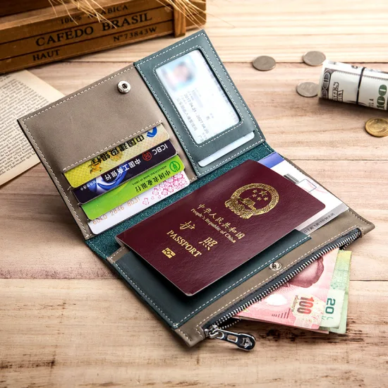 Al994 RFID Genuine Small Money Credit Card Leather Wallet Black Family Designer Custom Passport Holder