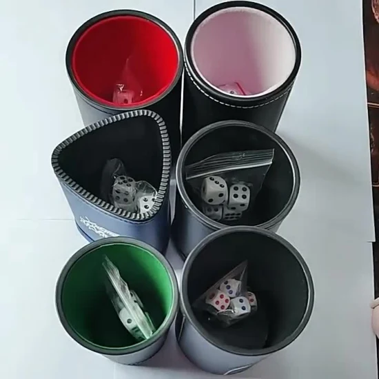 Custmoized Plastic PU Leather Dice Shaker Cup with Lid